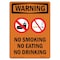 Signmission OSHA WARNING Sign, No Smoking No Eating W/ Symbol, 10in X 7in Decal, 7" W, 10" L, Portrait OS-WS-D-710-V-13365 - alternate 1